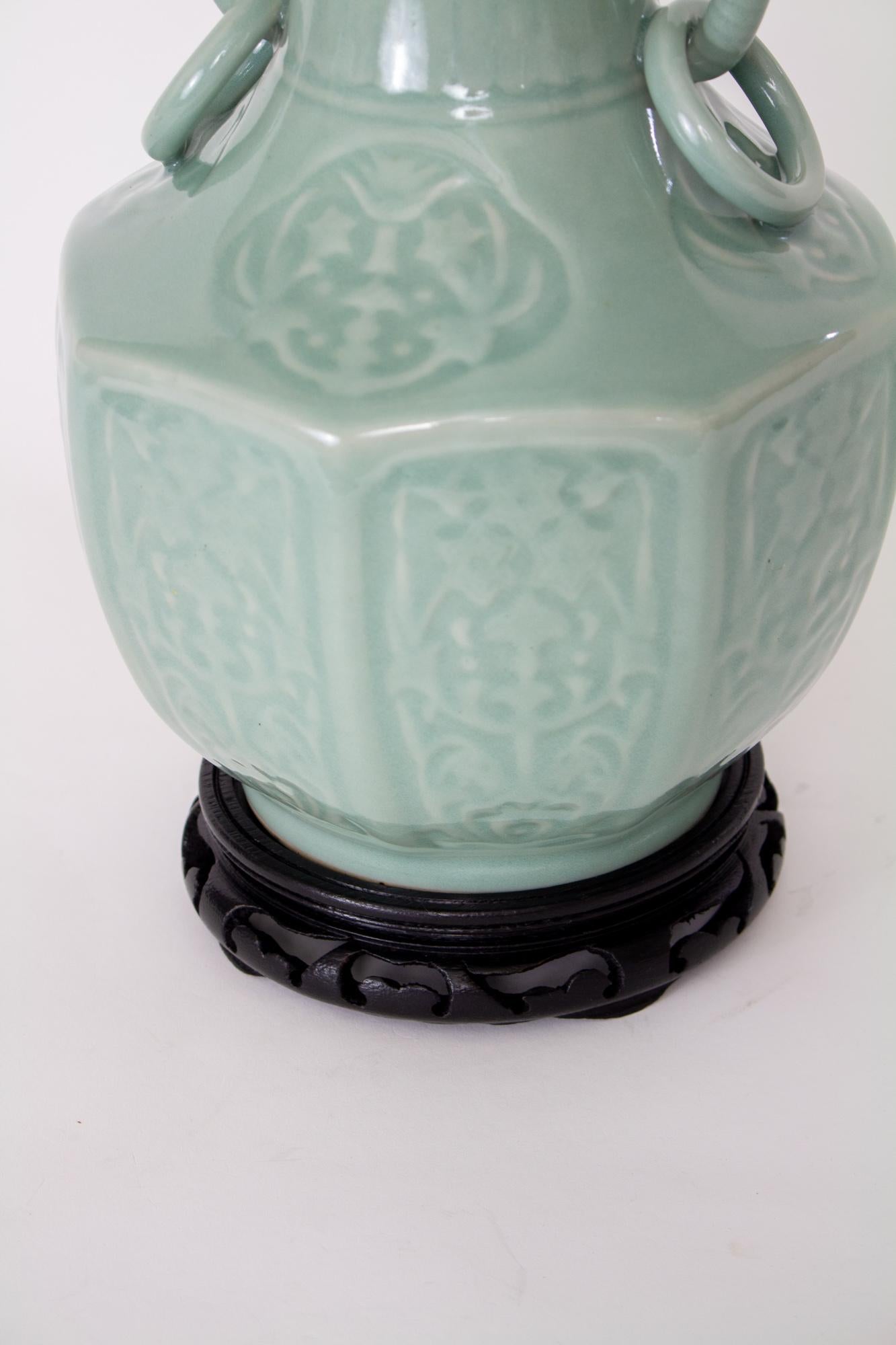 Celadon Vase Table Lamps - a Pair 2