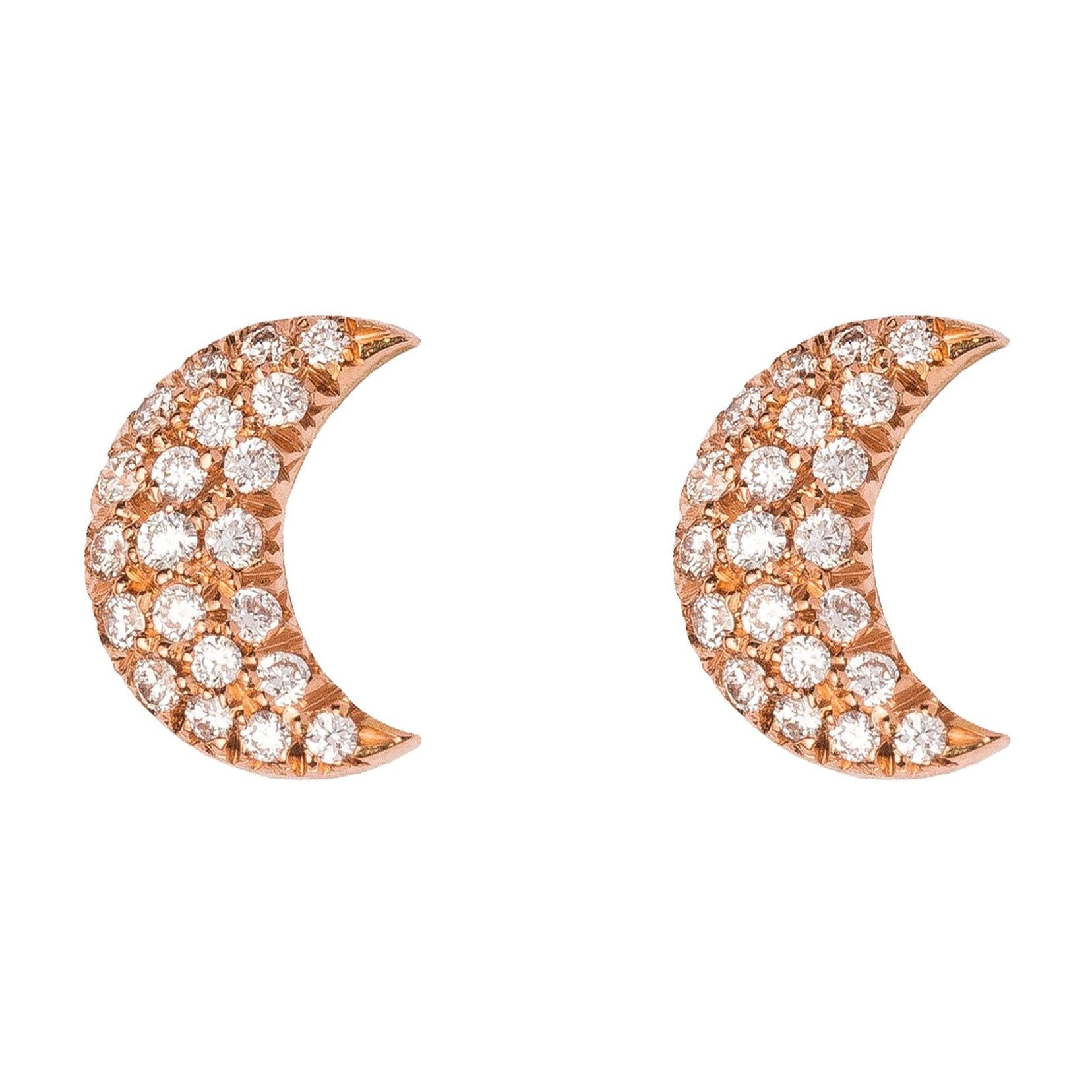 Celaeno Earrings, White Diamonds, 18 Karat Rose Gold For Sale