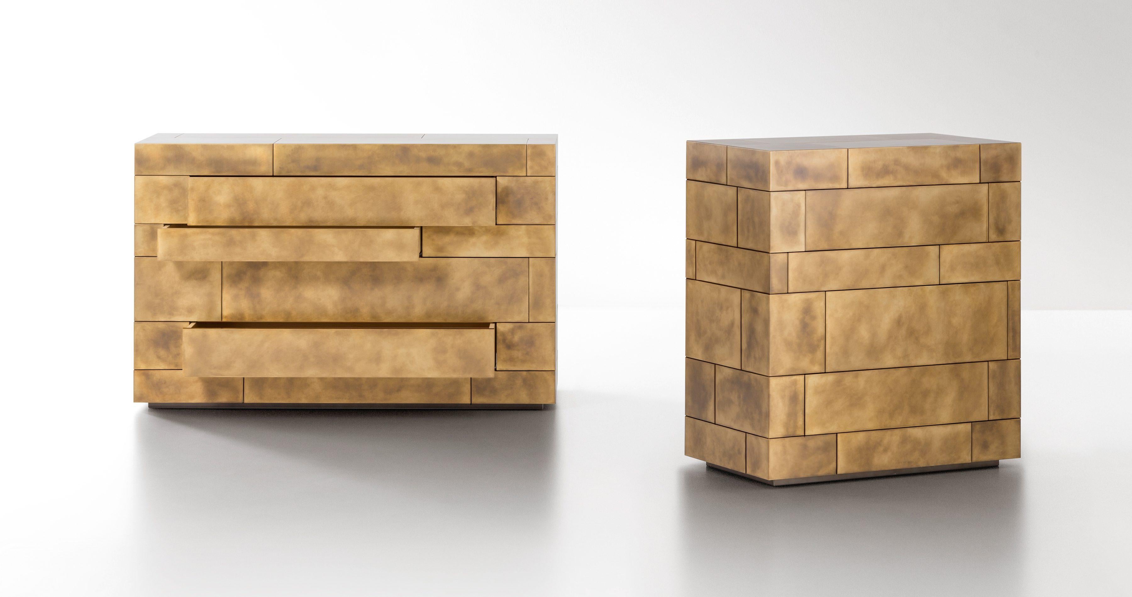 Modern Celato Chest of Drawers in Brass by De Castelli For Sale