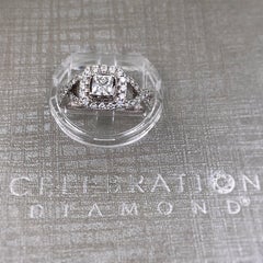 Celebration 102 Princess Diamond Halo Ring 1.02 Carat in 14 Karat Gold