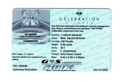 Celebration Diamond, anello in oro bianco 18 carati, taglio principessa 1,25 carati F SI1