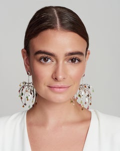 47 Carat Tourmaline Briolette Diamond Garnet 18k White Gold Chandelier Earrings