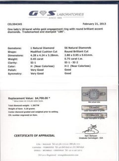 Celebration Cushion Diamond Ring Double Halo 1.20 Carat 18 Karat White Gold