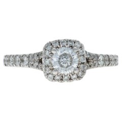 Celebration Cushion Halo Diamond Engagement Ring White Gold 14k Infinite 1.00ctw