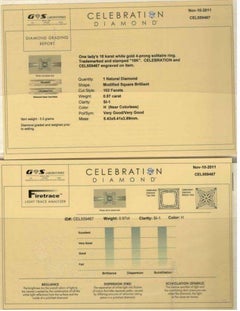 Bague de fiançailles de célébration princesse en or blanc 18 carats avec diamants 0,97 carat H SI1