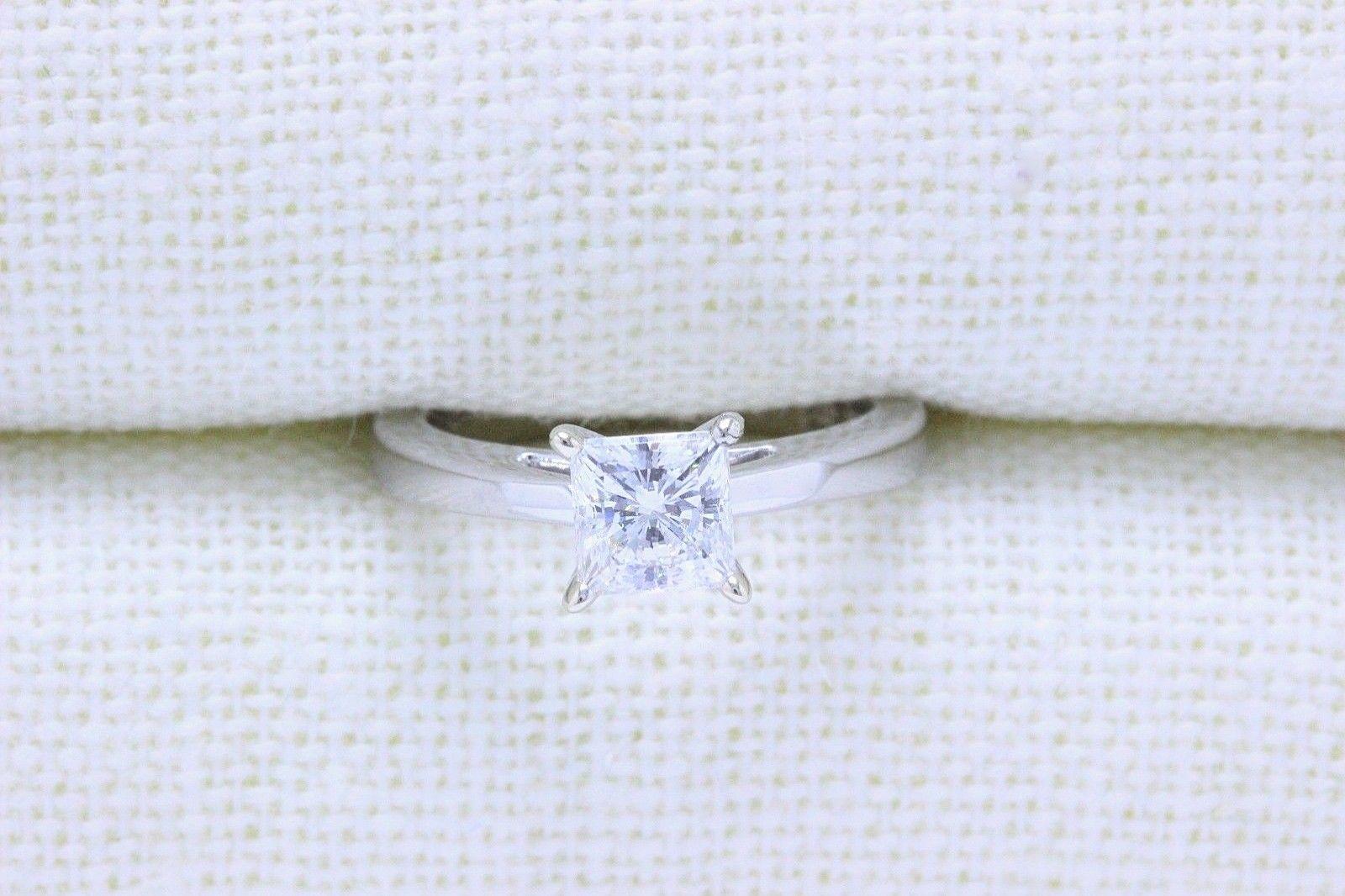 Princess Cut Celebration Diamond Engagement Ring Princess 0.97 CTS H SI1 18 Karat White Gold For Sale