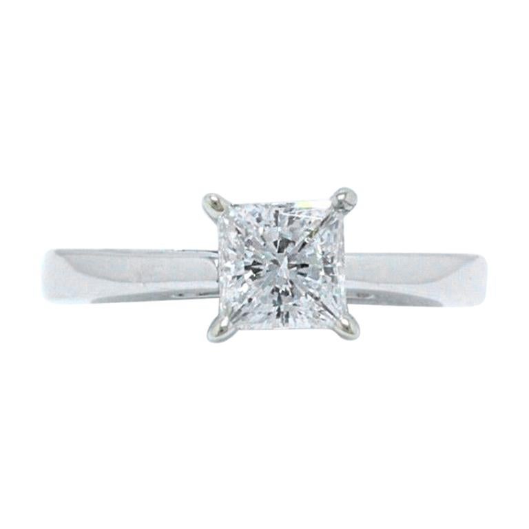 Bague de fiançailles de célébration princesse en or blanc 18 carats avec diamants 0,97 carat H SI1