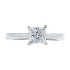 Used Celebration Diamond Engagement Ring Princess 0.97 CTS H SI1 18 Karat White Gold