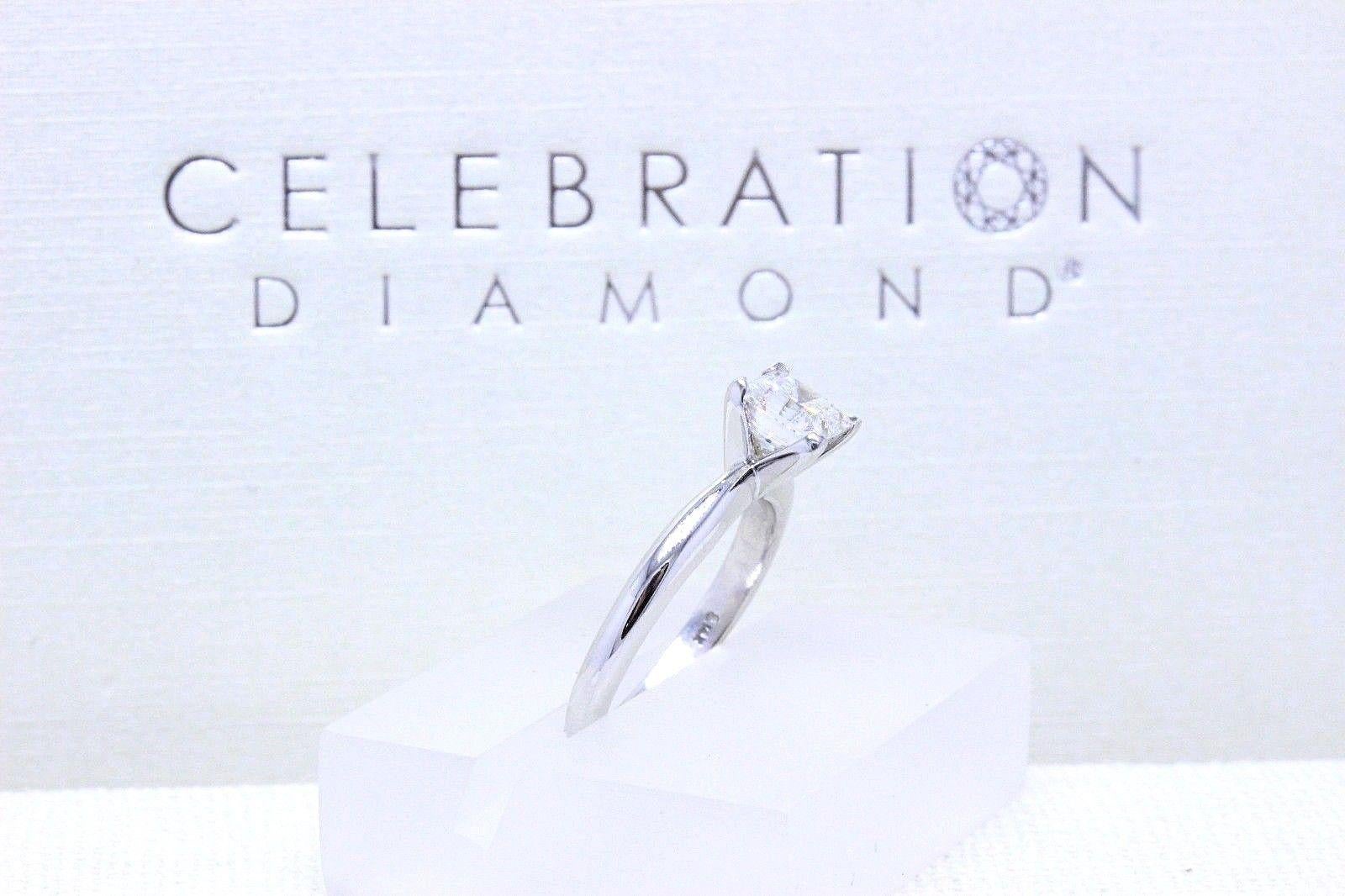 Celebration Diamond Engagement Ring Princess Cut 1.00 CT H VVS2 14KT White Gold In Excellent Condition For Sale In San Diego, CA