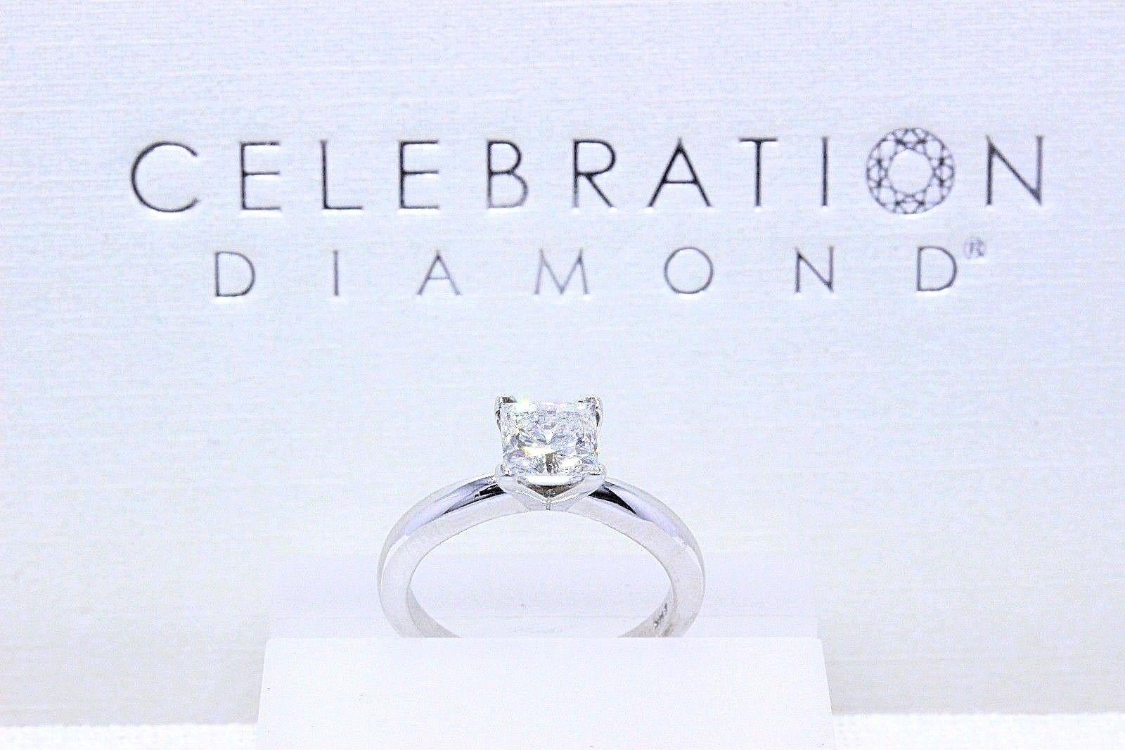 Women's Celebration Diamond Engagement Ring Princess Cut 1.00 CT H VVS2 14KT White Gold For Sale