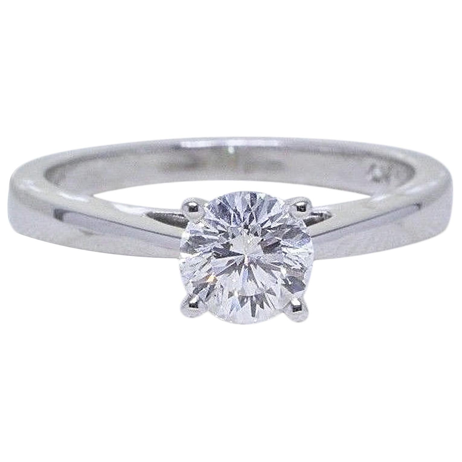 Celebration Diamond Engagement Ring Round 0.97 Carat D SI2 18 Karat White Gold