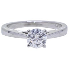 Used Celebration Diamond Engagement Ring Round 0.97 Carat D SI2 18 Karat White Gold