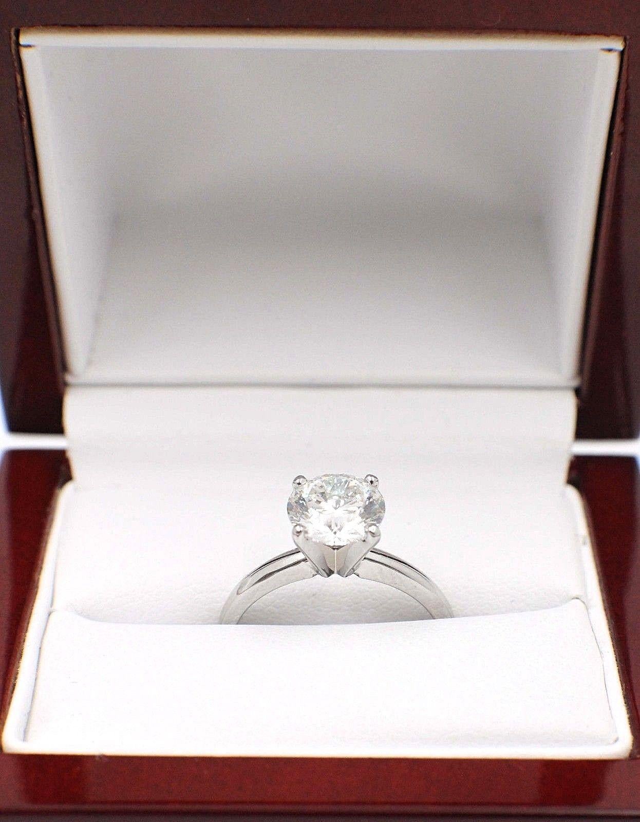 Celebration Diamond Engagement Ring Round 1.59 CTS I SI1 14K White Gold GIA  For Sale 3