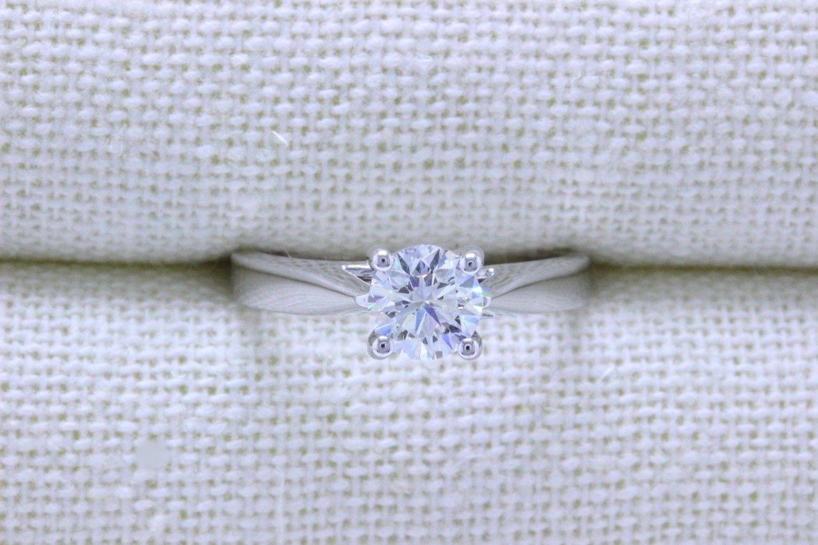 Celebration Diamond Engagement Ring Round Ideal Cut 0.98 ct 14k White Gold I I1 For Sale 2
