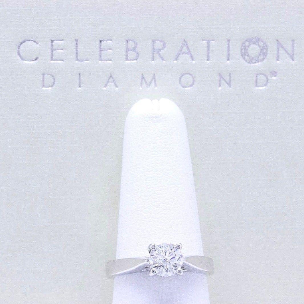 Celebration Diamond Engagement Ring Round Ideal Cut 0.98 ct 14k White Gold I I1 In Excellent Condition For Sale In San Diego, CA