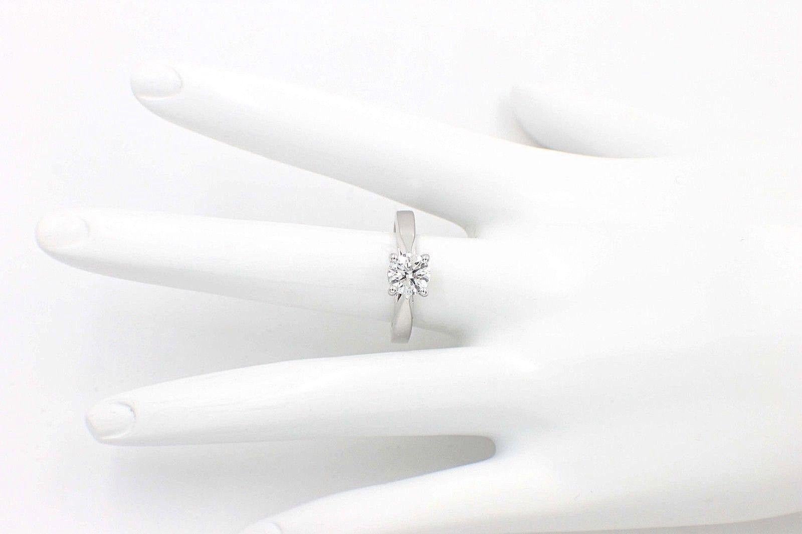 Celebration Diamond Engagement Ring Round Ideal Cut 0.98 ct 14k White Gold I I1 For Sale 1