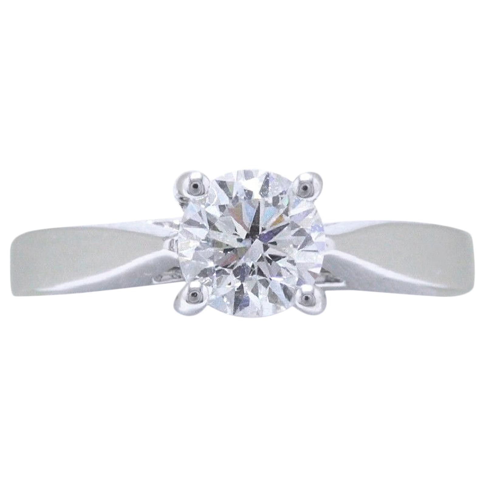 Celebration Diamond Engagement Ring Round Ideal Cut 0.98 ct 14k White Gold I I1 For Sale