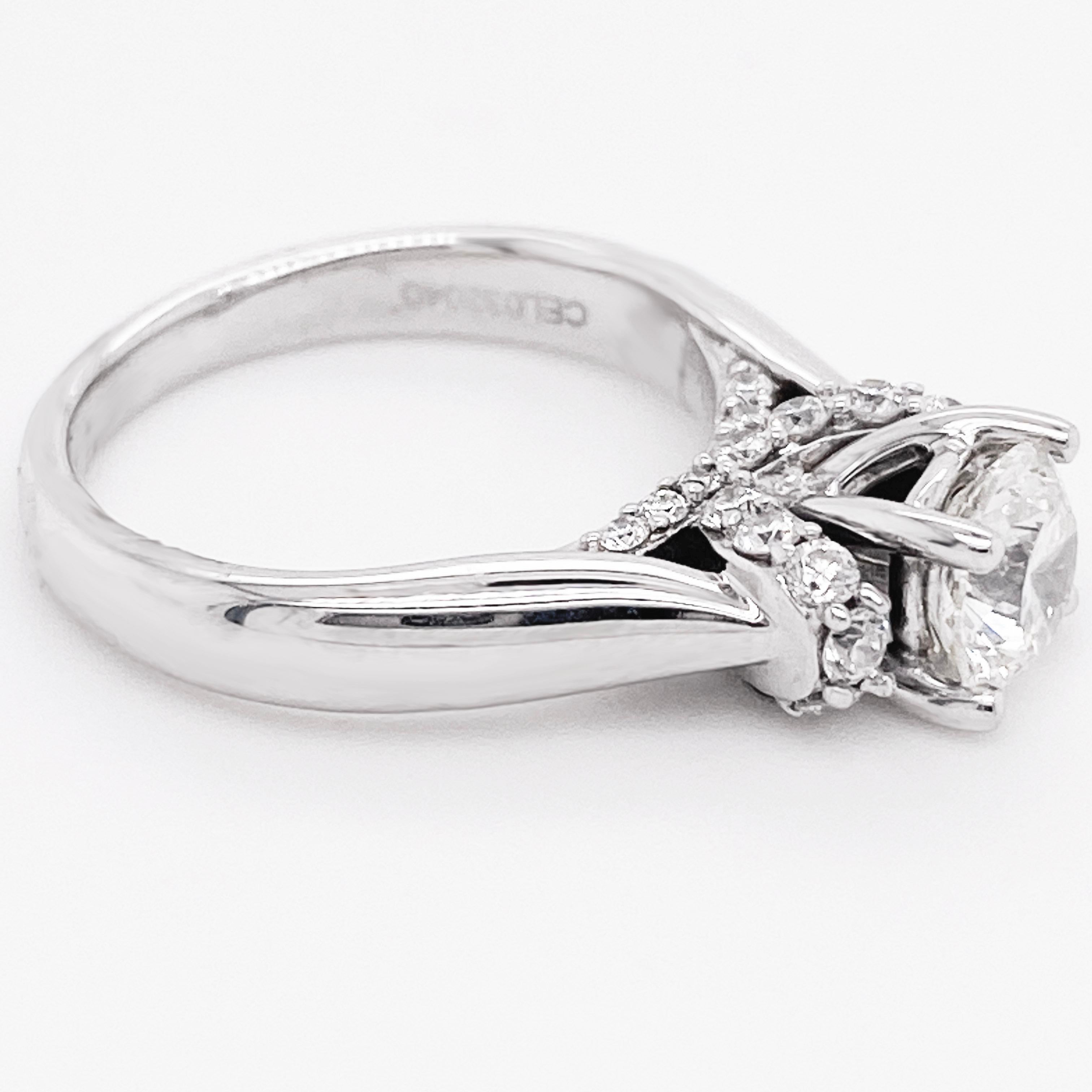 Bague de fiançailles de célébration en diamant, bague de fiançailles cathédrale, or 14 carats, 0,88 carat Neuf - En vente à Austin, TX