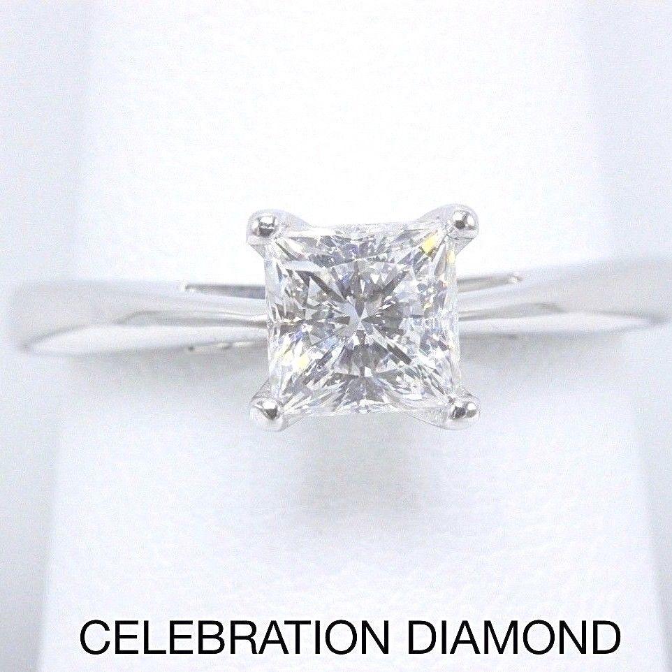 Celebration Diamond Ring Princess Cut 0.97 Carat G SI2 18 Karat White Gold For Sale 5