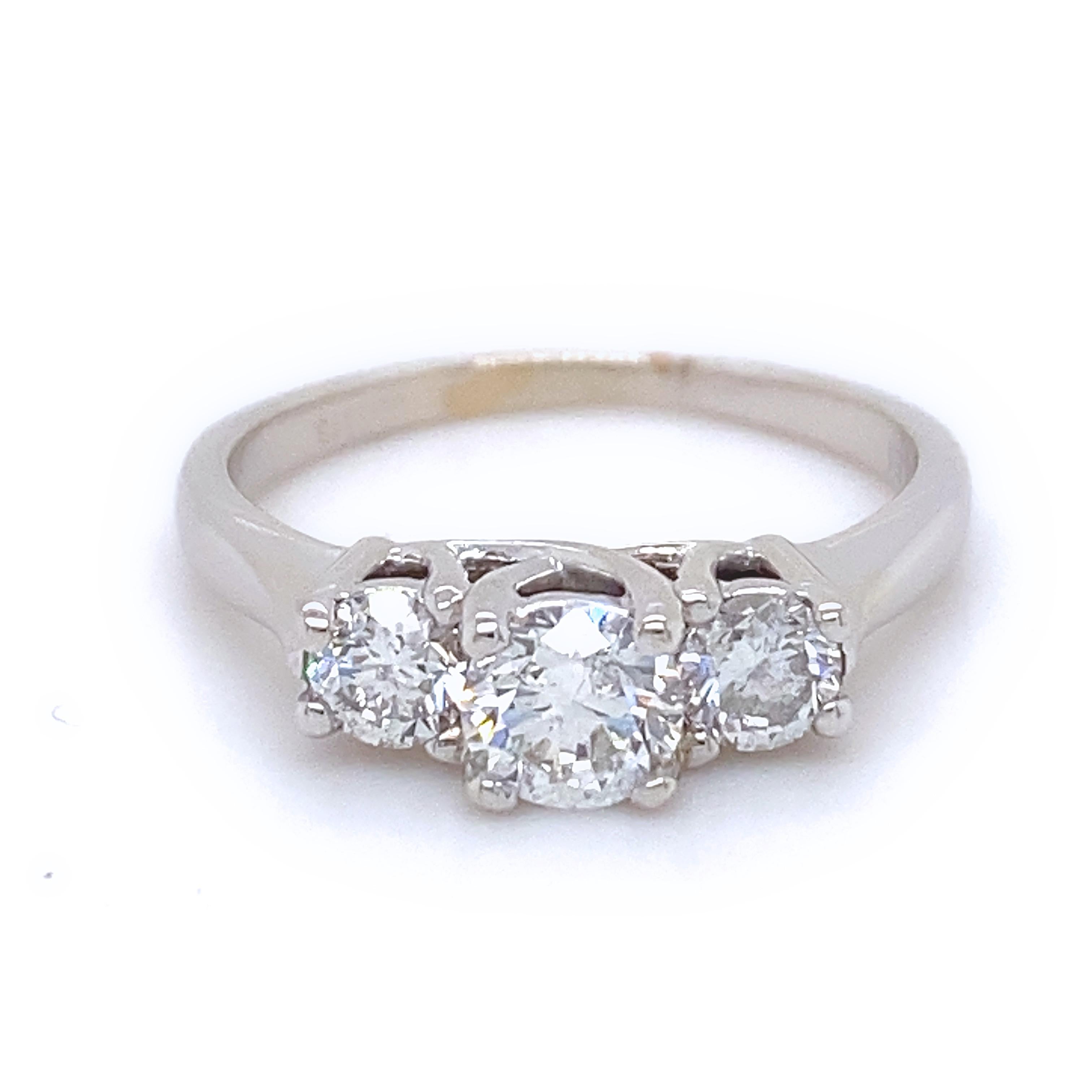 CELEBRATION Grand 3 Stone Past Present Future 1.00 tcw Diamond Engagement Ring For Sale 3