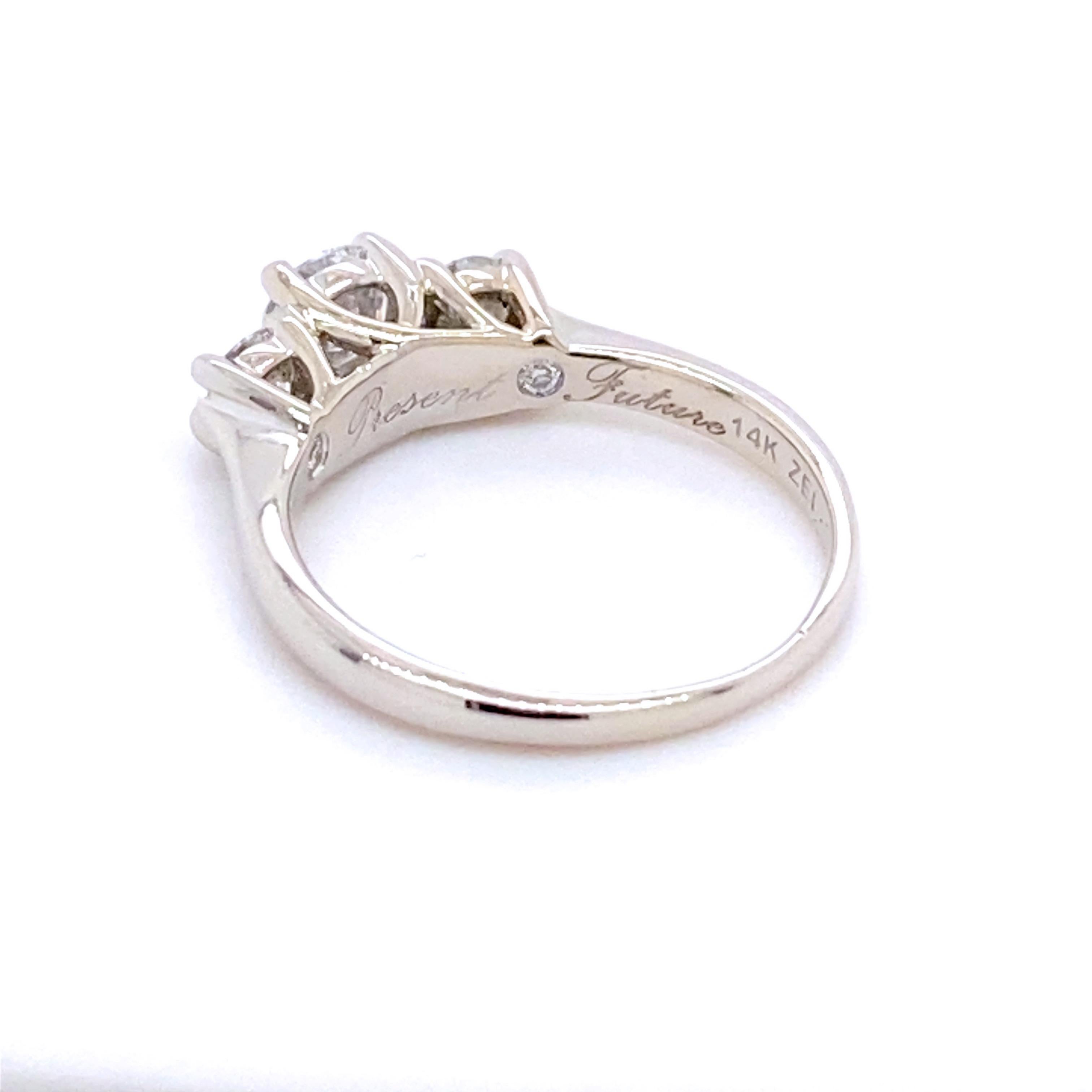 CELEBRATION Grand 3 Stone Past Present Future 1.00 tcw Diamond Engagement Ring For Sale 1