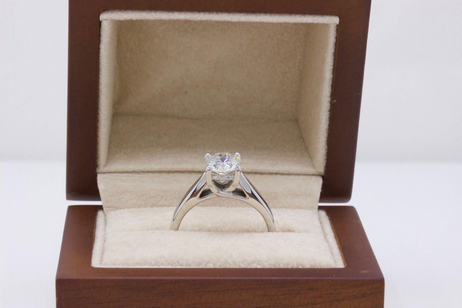 Celebration Grand Diamond Engagement Ring Round 1.04 Cts H I1 14k White Gold For Sale 3
