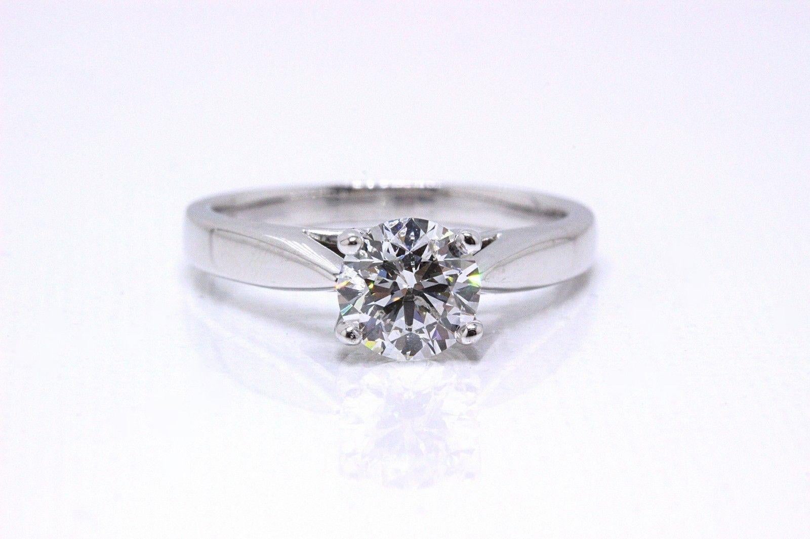 Round Cut Celebration Grand Diamond Engagement Ring Round 1.04 Cts H I1 14k White Gold For Sale