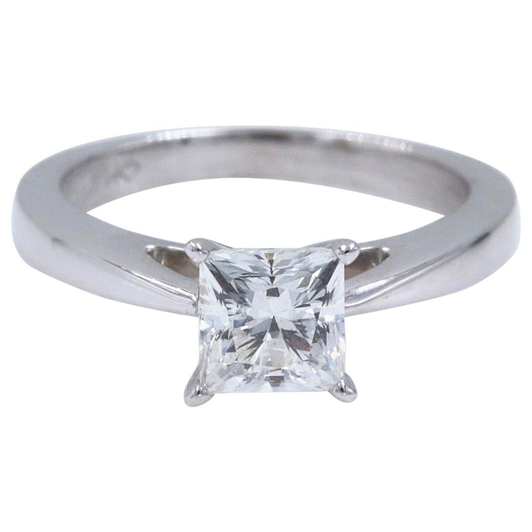 Celebration Princess Diamond Ring 1.09 Carat H SI1 18 Karat White Gold For Sale