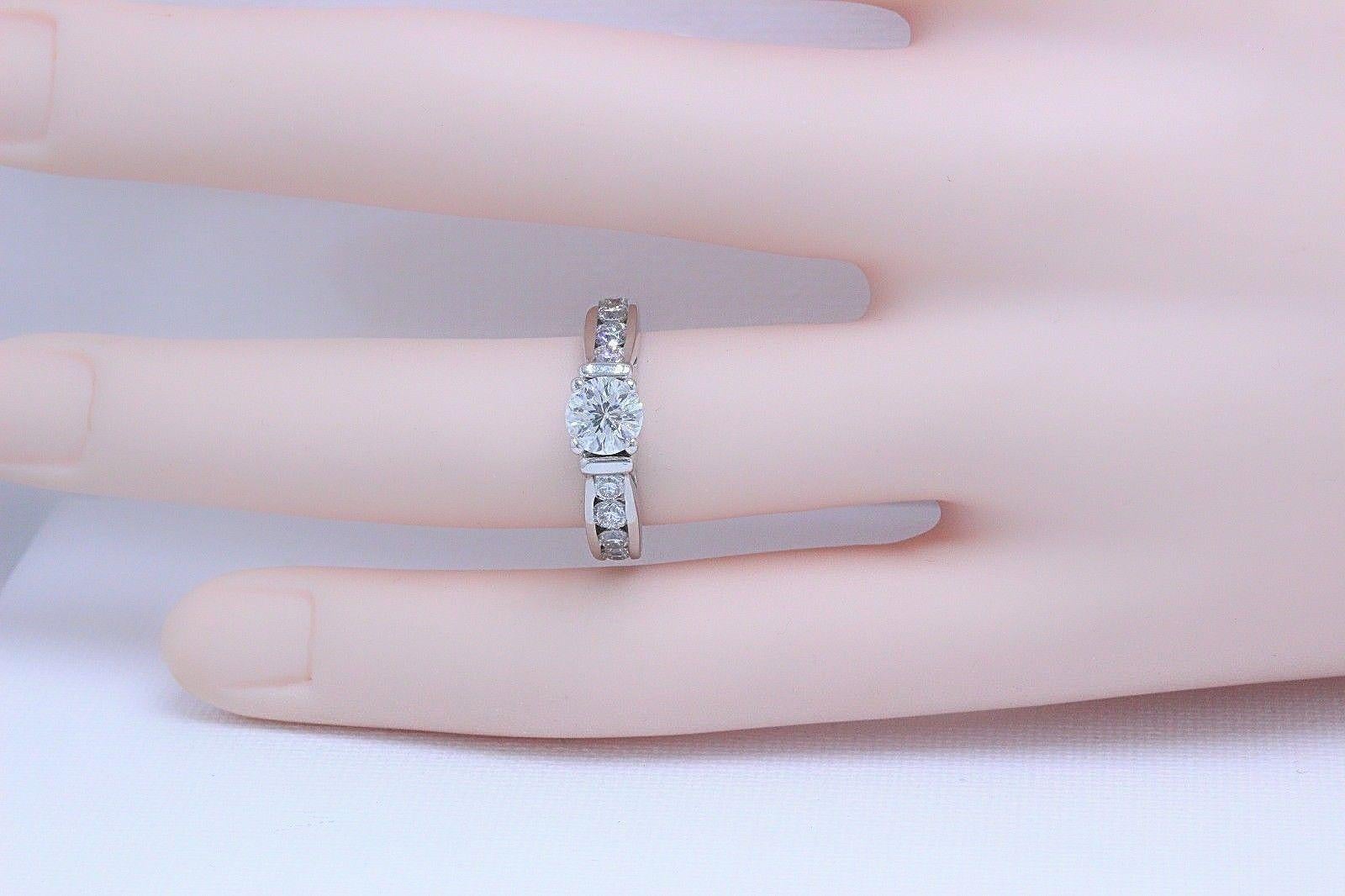 Celebration Round Diamond Engagement Ring 18 Karat White Gold 1.46 Carat For Sale 4