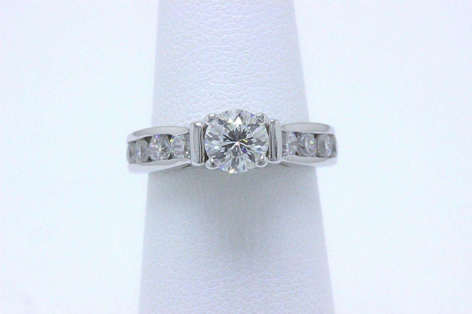 Women's Celebration Round Diamond Engagement Ring 18 Karat White Gold 1.46 Carat For Sale