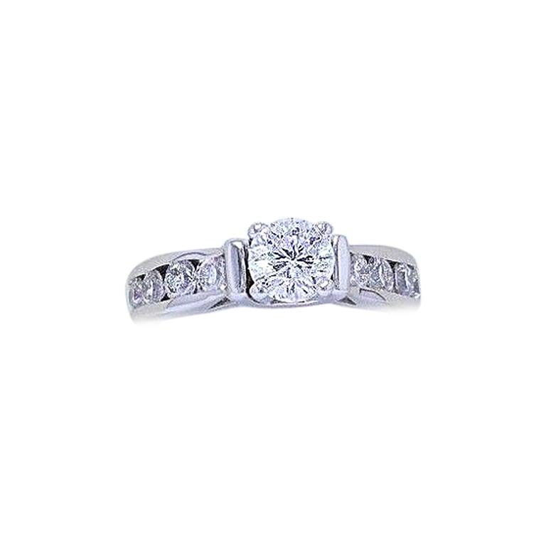 Celebration Round Diamond Engagement Ring 18 Karat White Gold 1.46 Carat For Sale