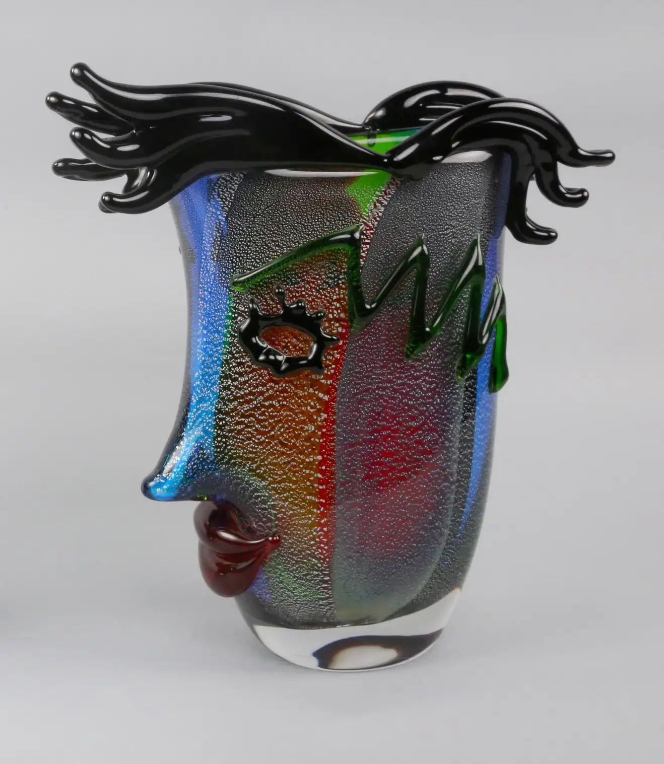 murano face vase