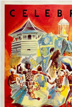 CELEBRATIONS SEE BUDDHA JAYANTI IN CEYLON Original Vintage Travel Tourism Poster