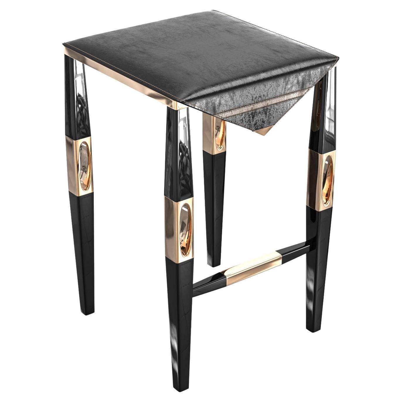 "Celebre" Bar Stool with Stainless Steel and Bronze, Istanbul