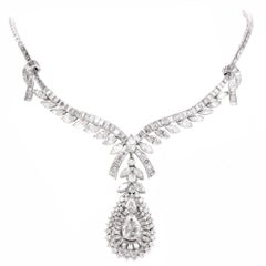 Vintage Celebrity 33.01 Carat Baguette Pear Diamond Platinum Drop Necklace