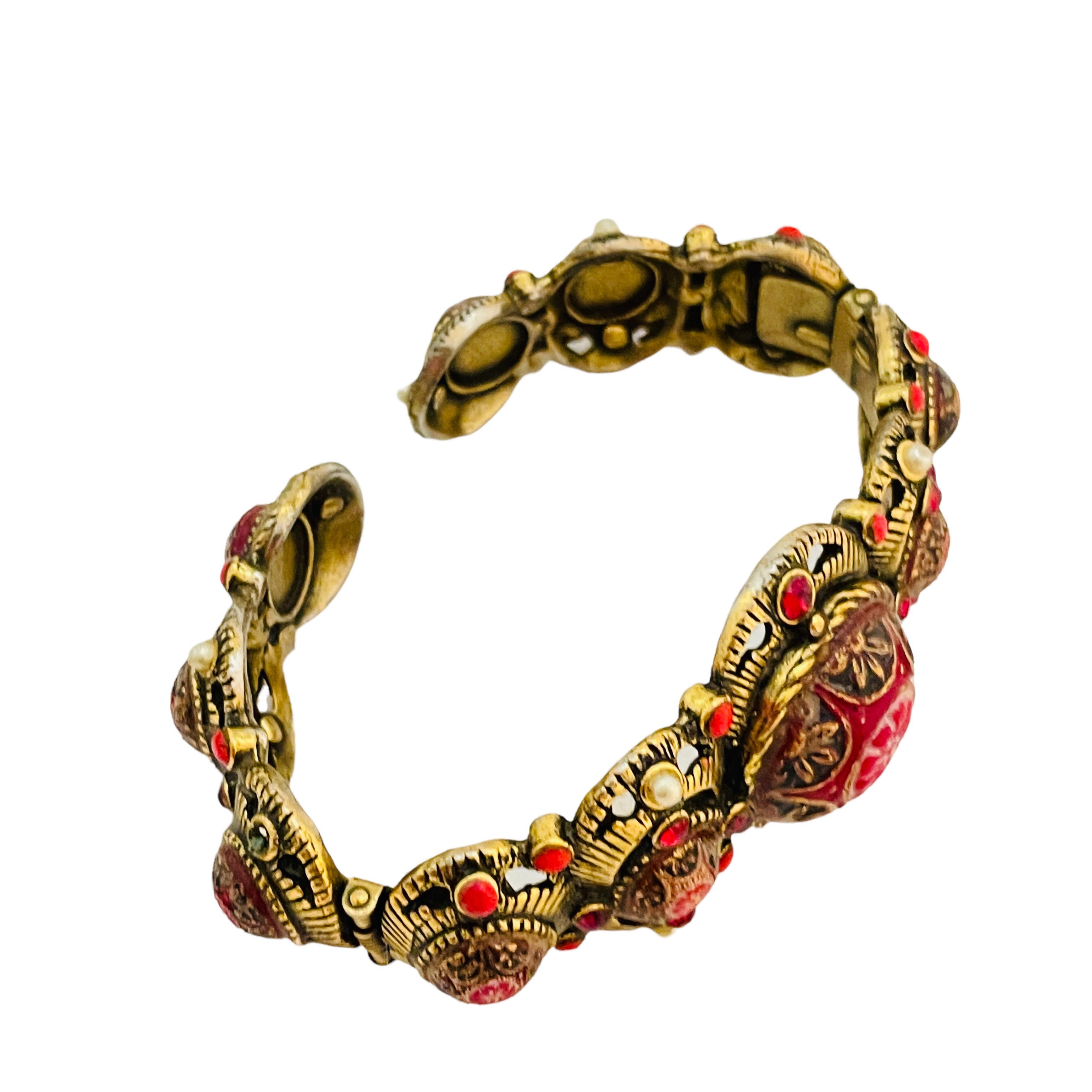 da uomo o donna CELEBRITY NY braccialetto vintage con smalto d'oro e penzoloni di design in vendita