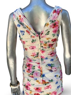 Celebrity Owned Dolce And Gabbana Floral Silk Iconic “Ruched" Dress Size EU 42/6
