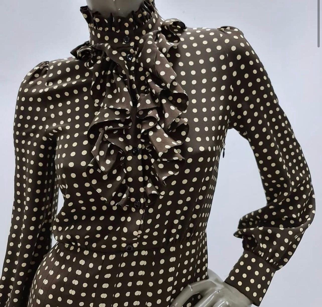 Celene Silk Long Sleeves Polka Dot Dress from 2020-21FW 
Brown colour.
Sz.36
Condition is very good.
For buyers from EU we can provide shipping from Poland. Please demand if you need.