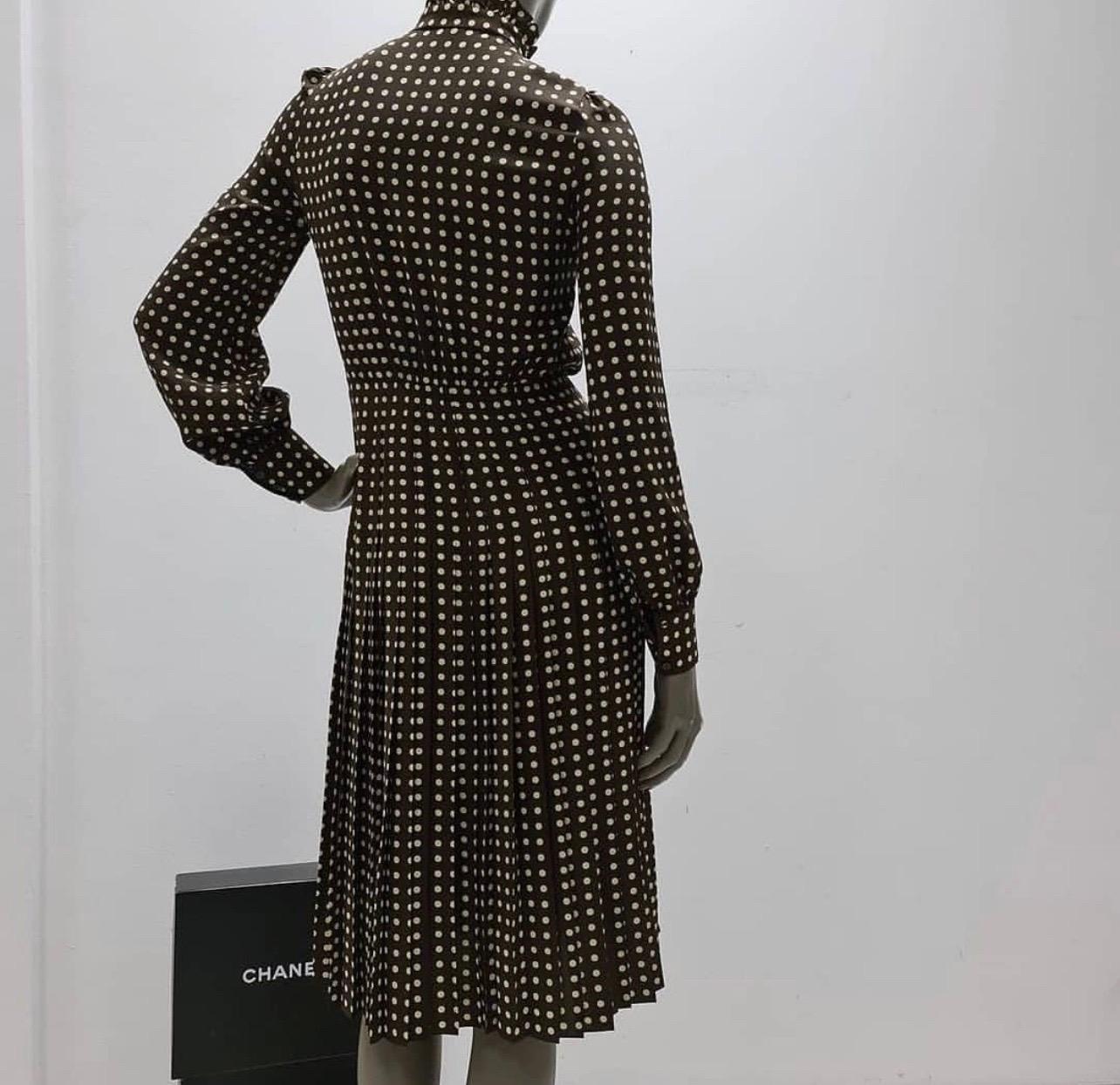 Celene Seidenkleid mit langen Ärmeln und Polka Dot Damen