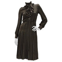 Celene Silk Long Sleeves Polka Dot Dress