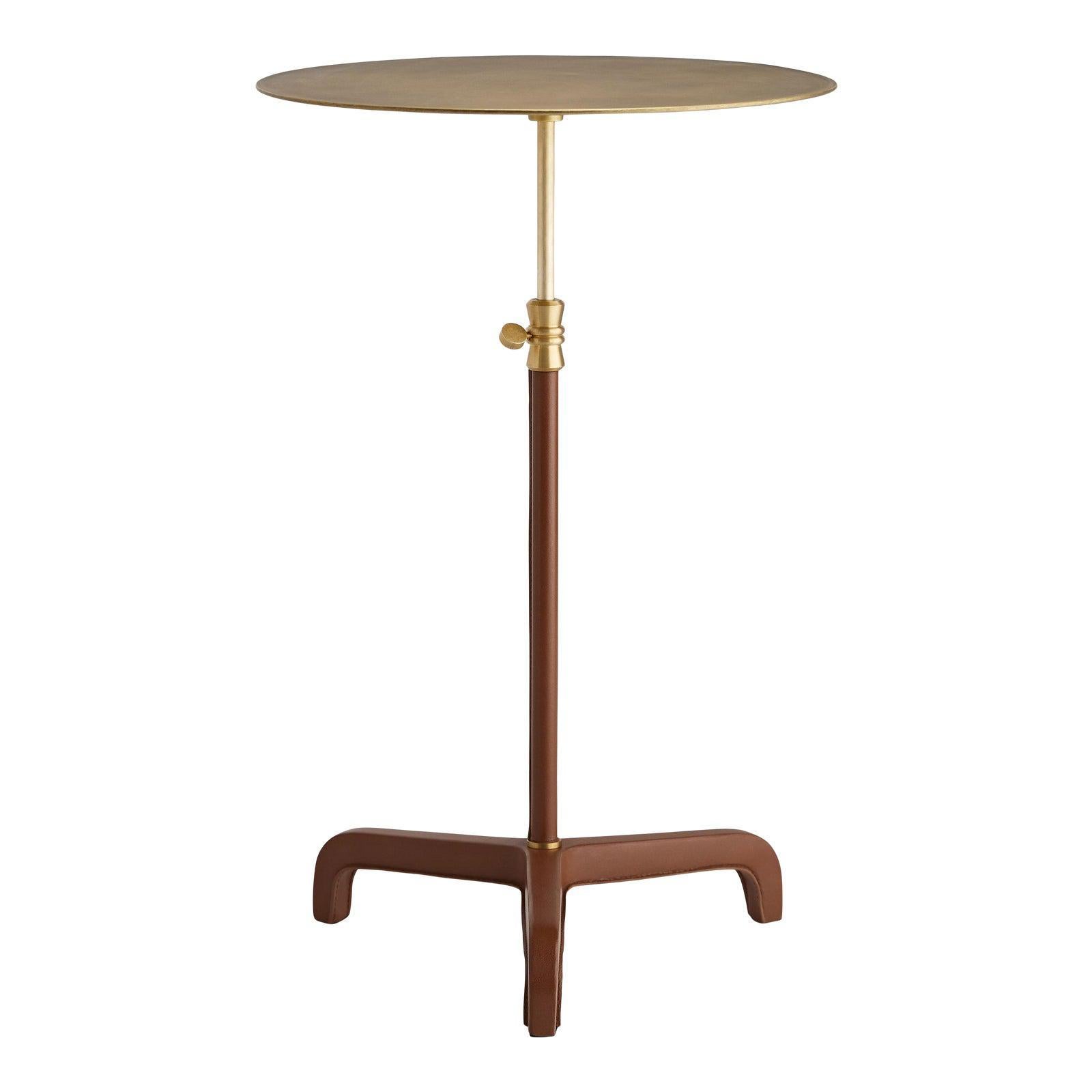 Celerie Kemble for Arteriors Addison Large Accent Table in Brown Leather In Good Condition In New York, NY