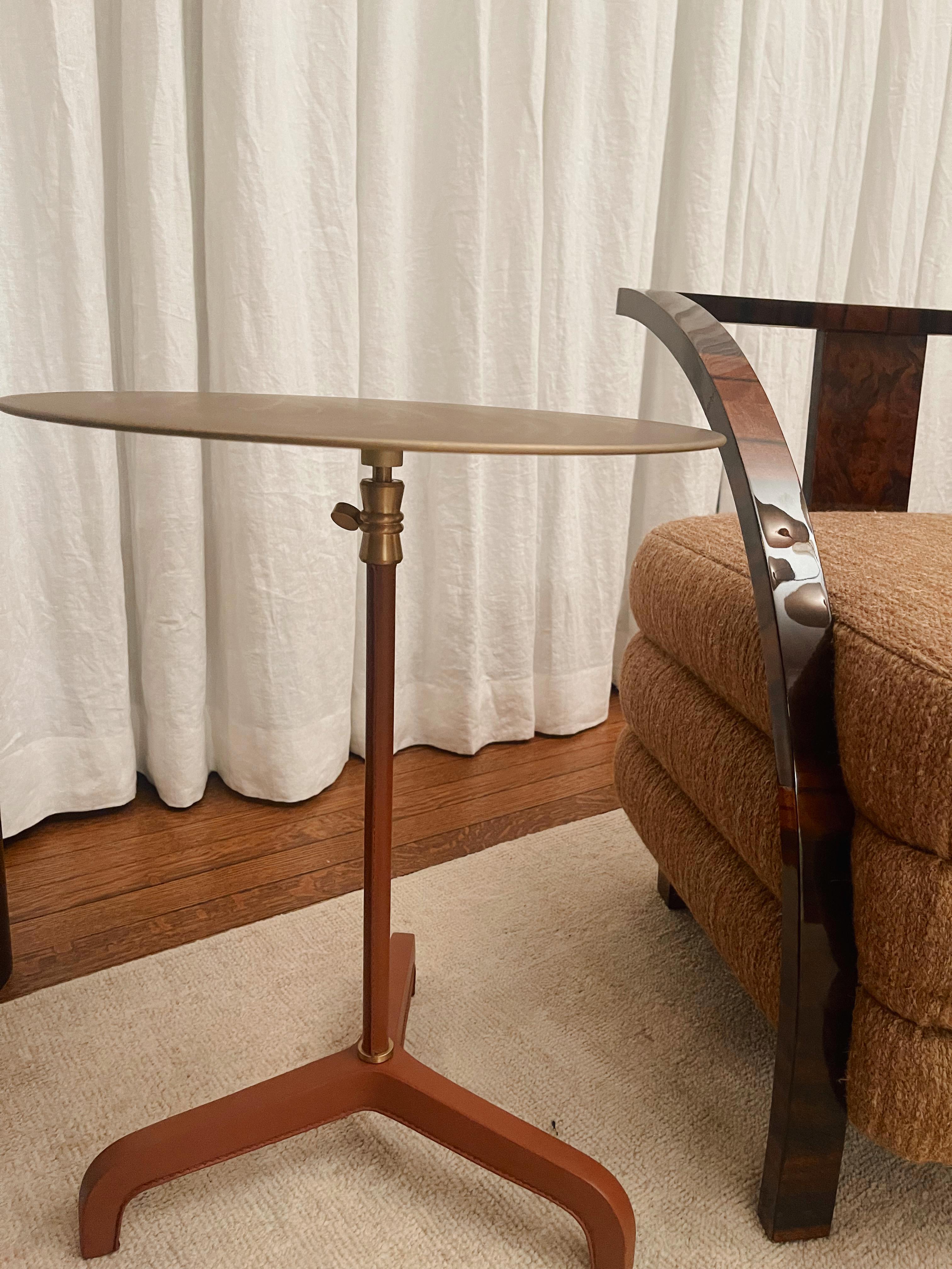 Celerie Kemble for Arteriors Addison Large Accent Table in Brown Leather 1