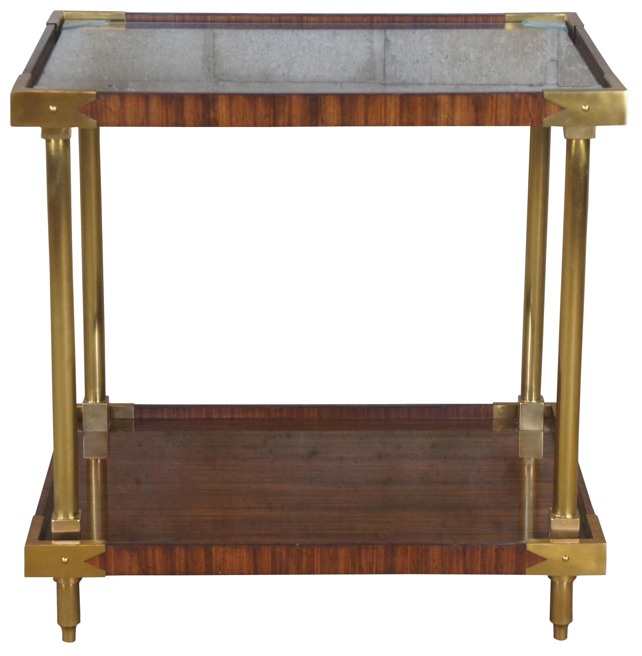Modern Celerie Kemble Henredon William Two Tier Mahogany Rosewood Brass End Table