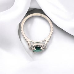 Celeste  14K White Gold Ring With 1.00 CT Natural Oval Emerald, Size 7