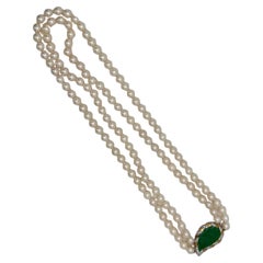 Celeste 24" Akoya Pearl & Green Jade Necklace