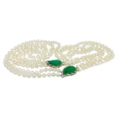 Celeste 47" Akoya Pearl & Green Jade Necklace