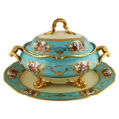 Celeste Aqua Blue Porcelain Tureen and Underplate by Thomas Bavaria, circa 1930
