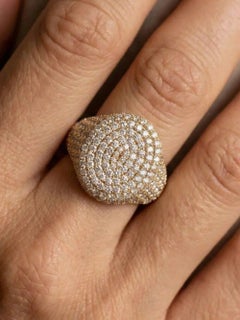 Celeste Aura 14K (18K Custom) Gold Diamond Pave Dome Ring