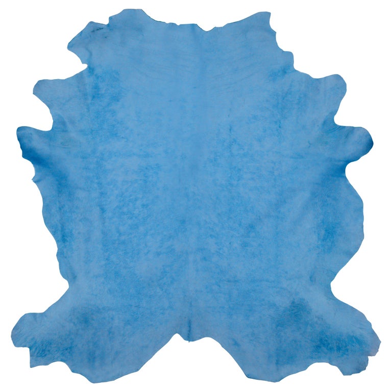 Celeste Blue Cowhide Rug For Sale at 1stdibs