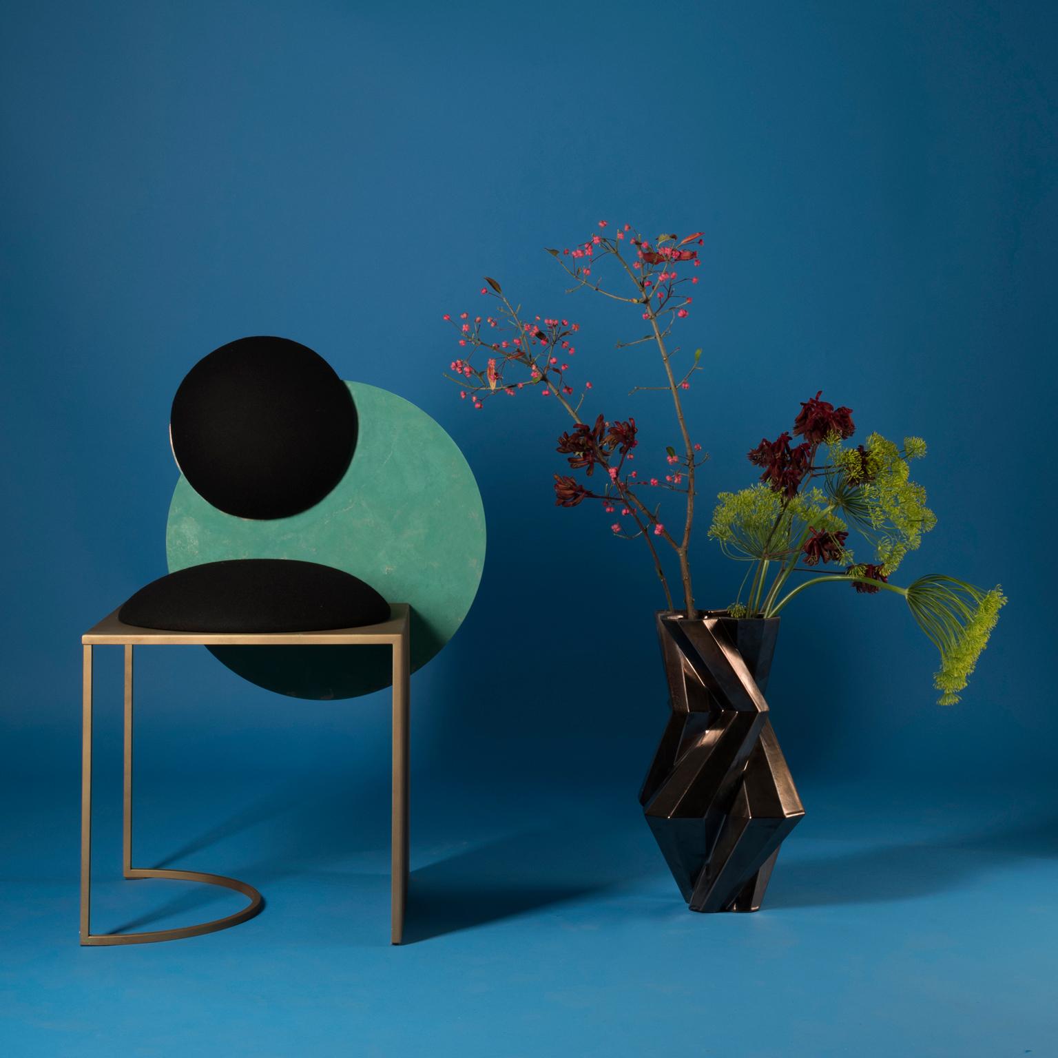 Celeste Chair in Black Fabric Verdigris Copper and Steel by Lara Bohinc In New Condition In Holland, AMSTERDAM